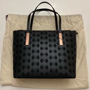 Ted Baker Lasercut Bow Rose Gold Black Leather Bag